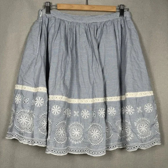 Tommy Hilfiger Mini Skirt Lace Blue 100% Cotton Sz 8 - Picture 2 of 11
